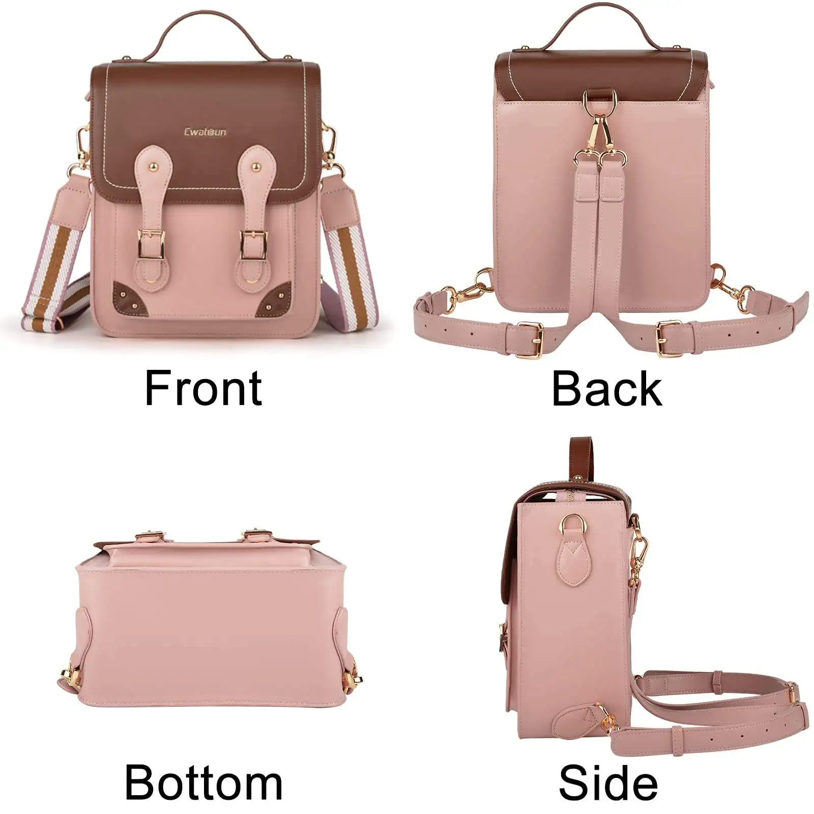 Retro Women Adventure Shockproof Holder Storage Carry Fashion Carrying Cute Pu Cow Leather Hidden Camera Backpack Bag For Canon