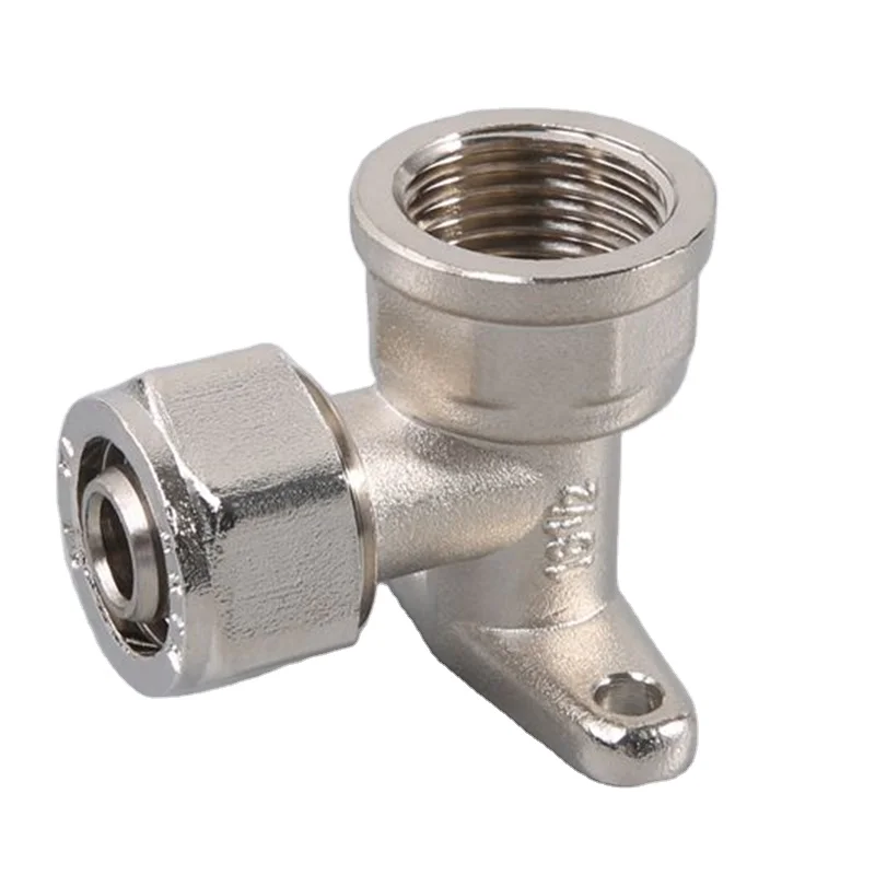 513 brass wall mount compression elbow PEX hot water pipe fitting female thread