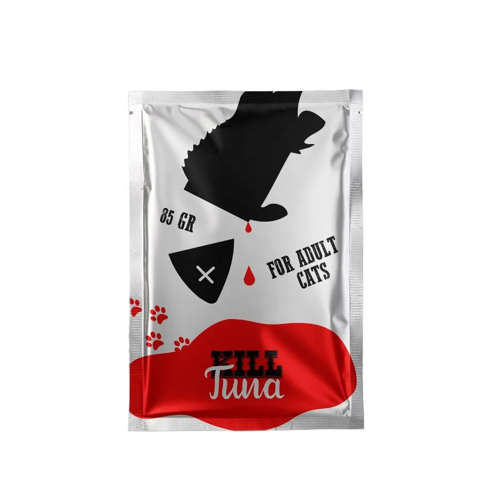 Custom Printed 3-Side Sealed Aluminum Foil Laminated Bag for Tuna Packaging Cat Food Sachets