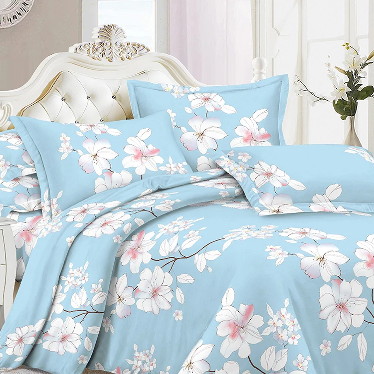 Designer flower patterned luxury microfiber bed quilt bedding set comforter with pillowcases