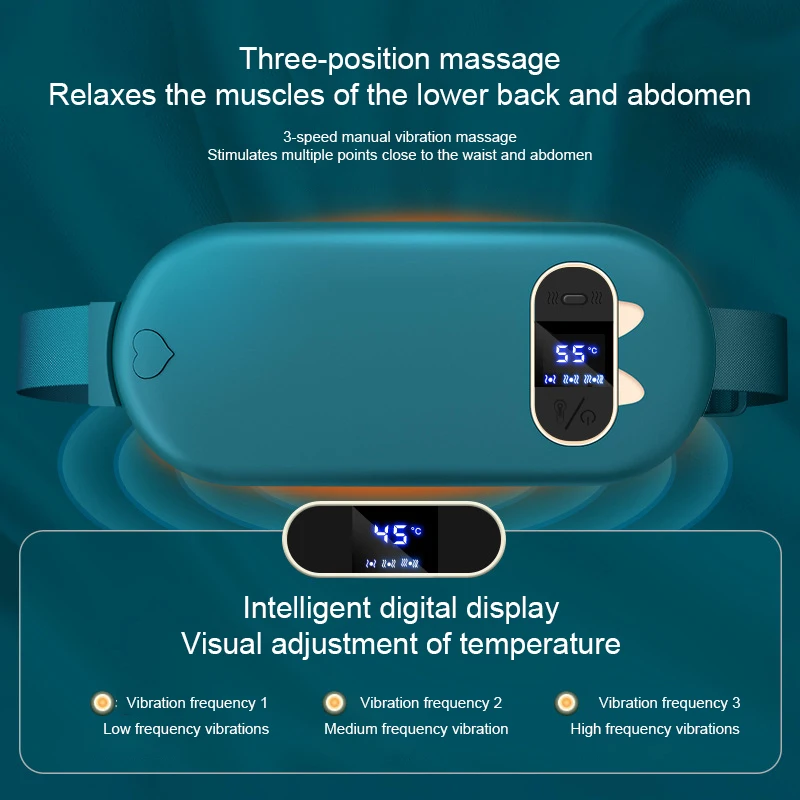 Women menstrual heat device warmer waist massager belt  3 gear period pain relief heating pad