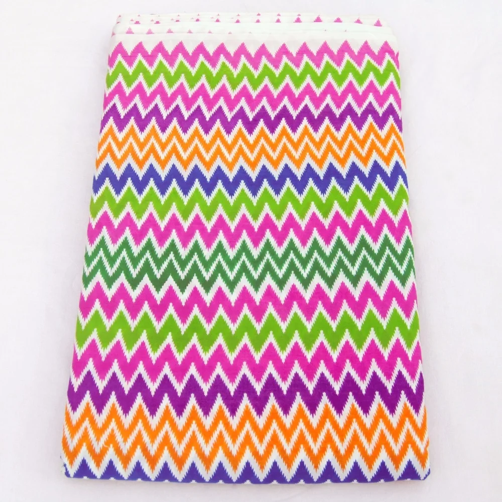 Premium Quality Zig Zag Block Printed Multi Color Fabric Indian Cotton Handmade Dress Making Fabric For Clothing Wholesale