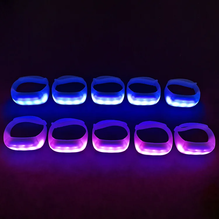 Dmx controlled LED Bracelet 3 RGB Lights silicone remote LED bracelet wristband