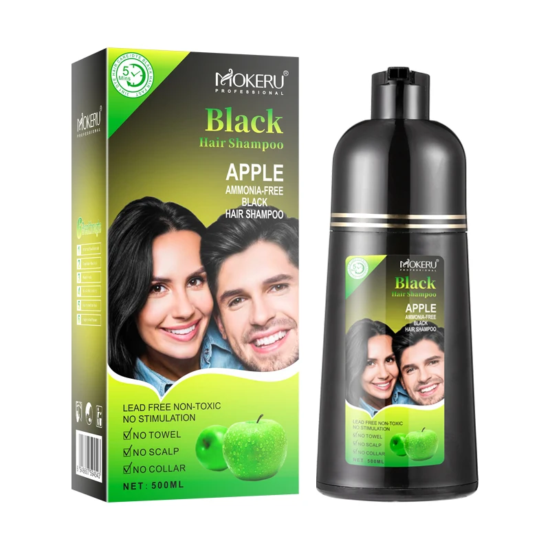Private Label Fast Black Darkening Dark Brown Herbal Hair Dye Shampoo Speed Change Hair Color Beard Shampoo