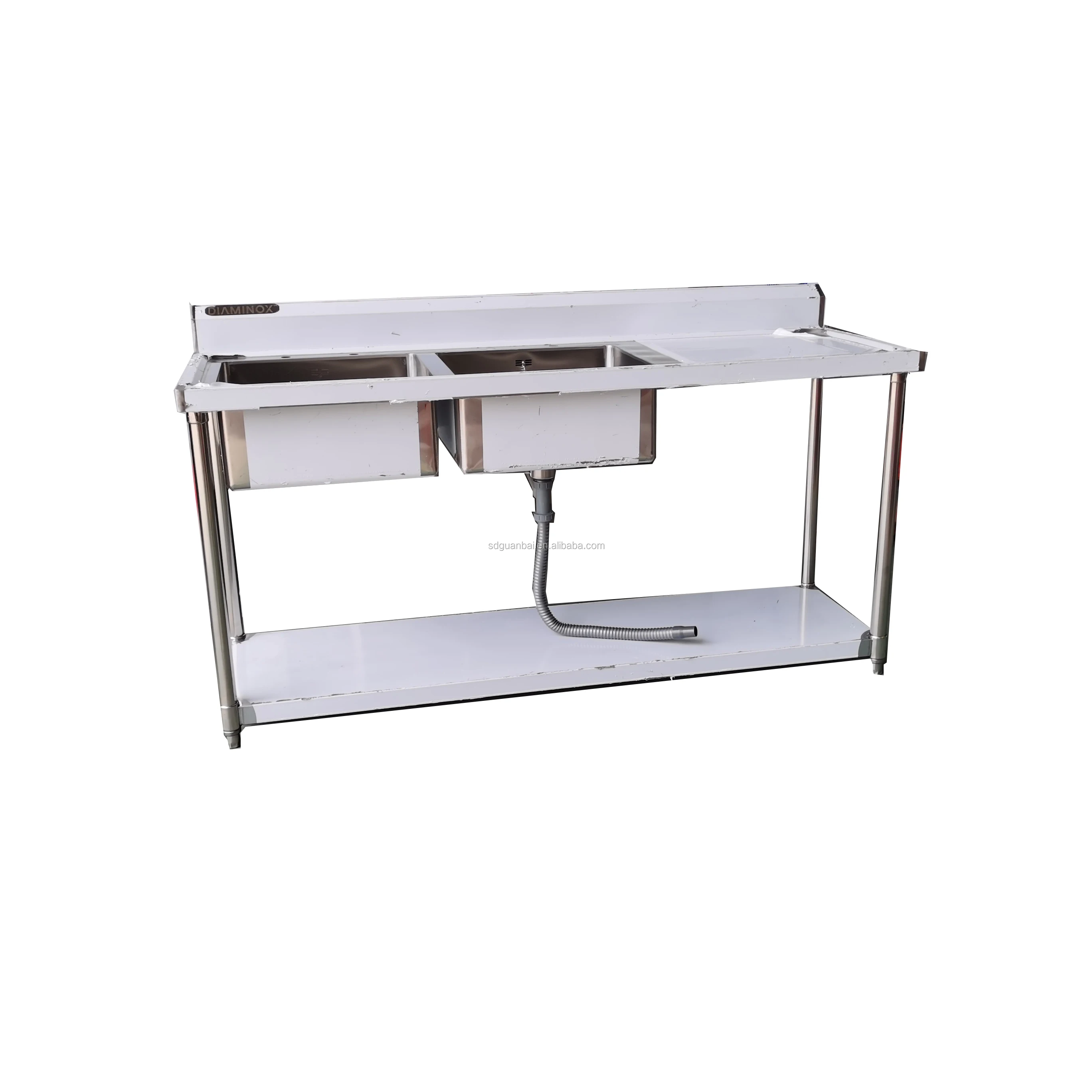 Free Standing Stainless Steel Handmade Welding Farm Used Basin Single Bowl Kitchen Sink With Undershelf