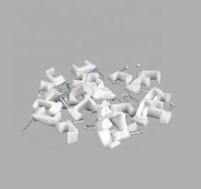 Hot Sale Good Quality Round Plastic Cable Holder Clips With Steel Nails Cable Clip