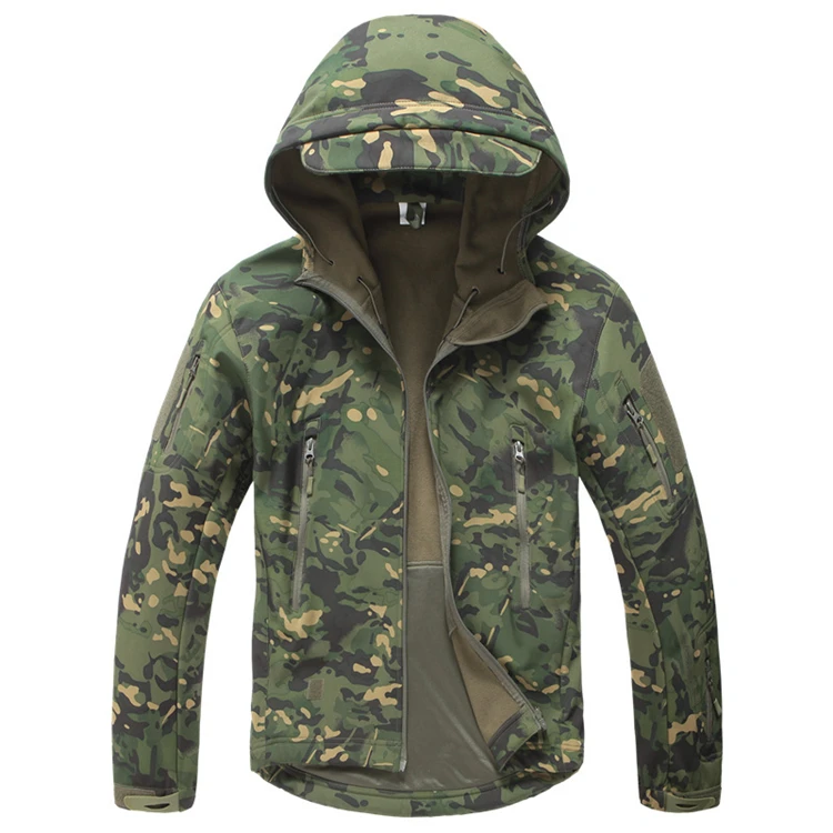 Topgear New Hot Sale Wholesale High Quality Hooded Zipper Camouflage Jacket for Men Waterproof Stand Hunting Print Pattern S-3XL