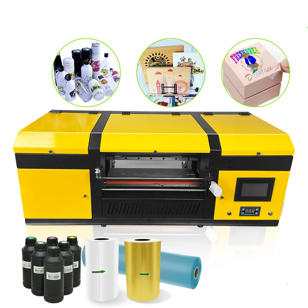 Desktop Small Business Machine Ideas 2 IN 1 A3 UV Flatbed Printer Inkjet UV DTF Film Stickers Printing Machine With Laminator