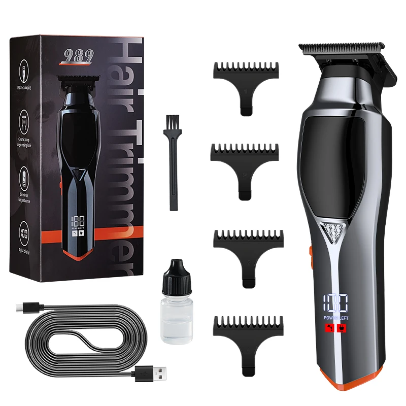 4D 989 Fashion Black Oil Hair Trimmer  Machine Hair Cutter Machine For Men Trimmer Professional Rechargeable Hair Trimmer