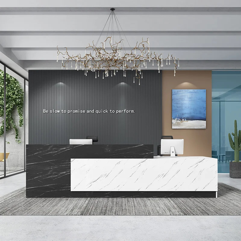 LANRAN Black & White Counter Desk Reception Front Desk Reception Modern Office Furniture