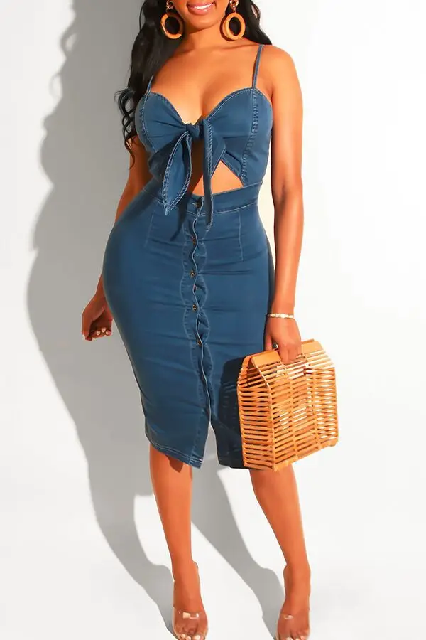 Custom logo Summer casual solid loose off shoulder maxi long women denim dress