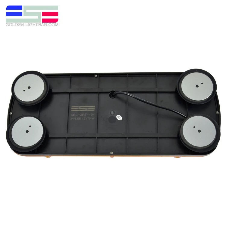 SAE Class I Amber Yellow 24 LED 72 Watts High Intensity Emergency Hazard Warning LED Strobe Mini Light Bar with Magnetic Base