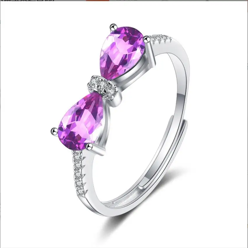 Purple Heart Cut Solid 925 Sterling Silver Engagement Ring Jewelry Manufacturer China