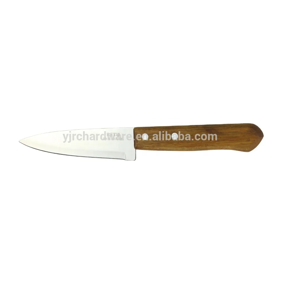 Wholesale customized sharp vegetable fruit meat 5 inch wooden handle stainless steel chinese cooking chef knife
