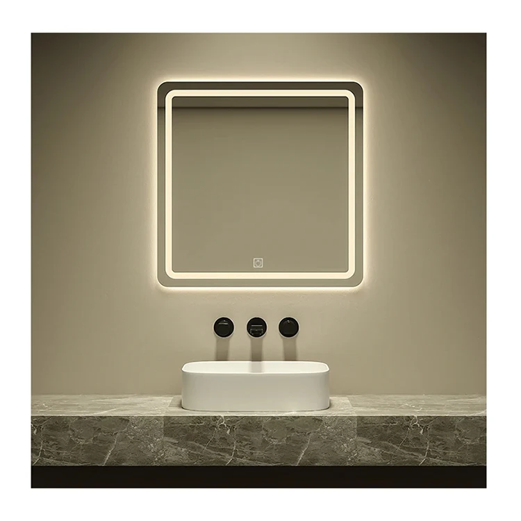 New arrival wall hang square intelligent multifunction touch switch LED smart mirror bedroom bathroom mirror for hotel