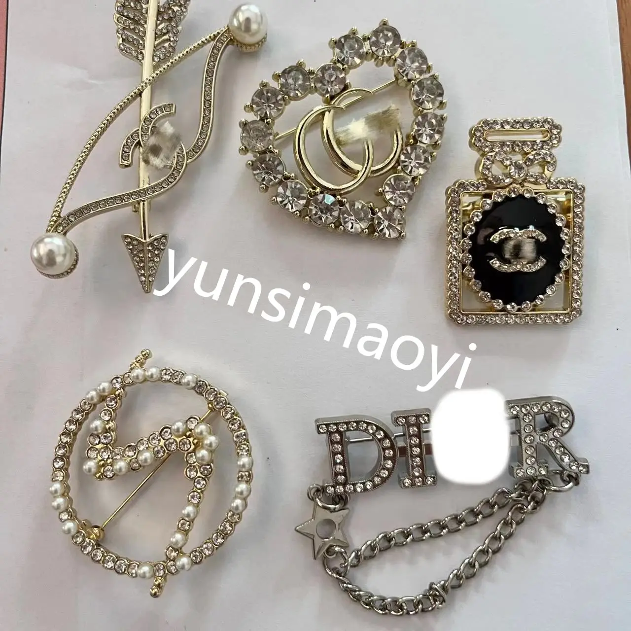 Fashion custom rhinestone CC designer G luxury women brooch jewelry inspired designer brooches and pins