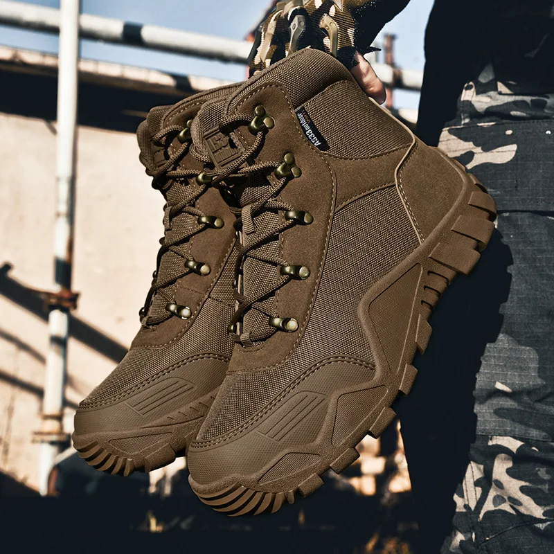 Trendy High-top Hiking Boots for Men Outdoor Casual Walking Running Sports Shoes Factory Wholesale Athletics Hiking Boots Men