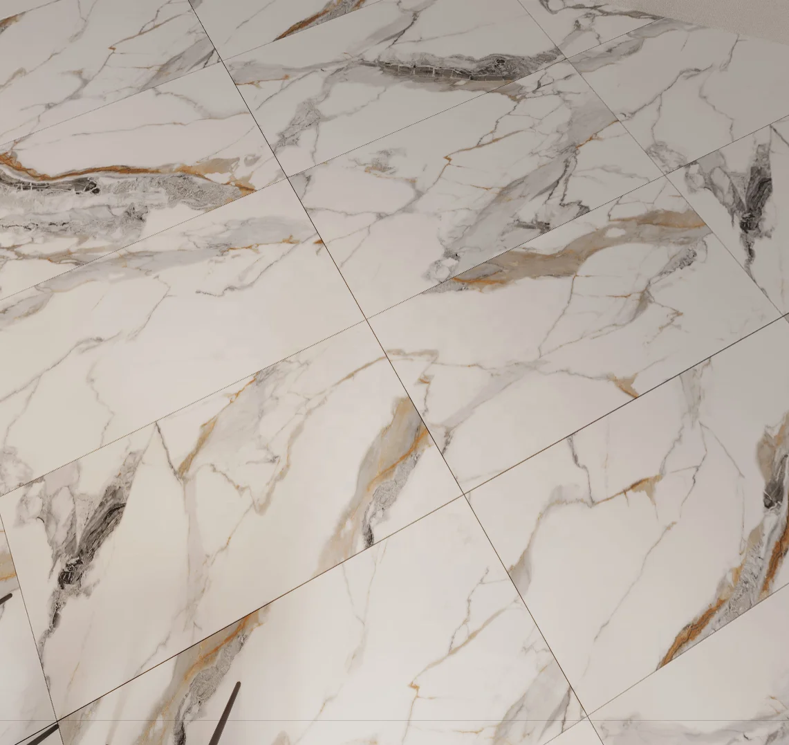 Full Body Glossy Ceramic Interior Tile For Apartment Glazed Polished Porcelain Marble Floor Wall Tiles