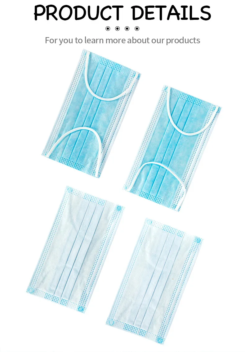 Wholesale Fast Delivery ZHONGJIANLE Factory Price 3ply Mask Facemask Blue Disposable Face Masks