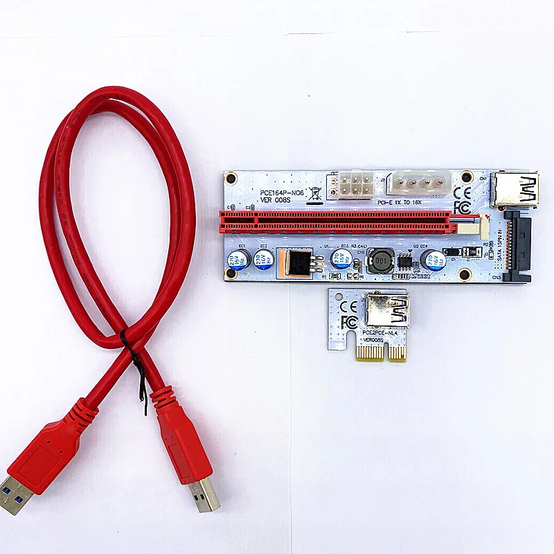 VER008S PCI-E Riser Card Whiteboard Three Interface PCI-E 1XTO16X Riser Card  Extension Cable Three-port power supply