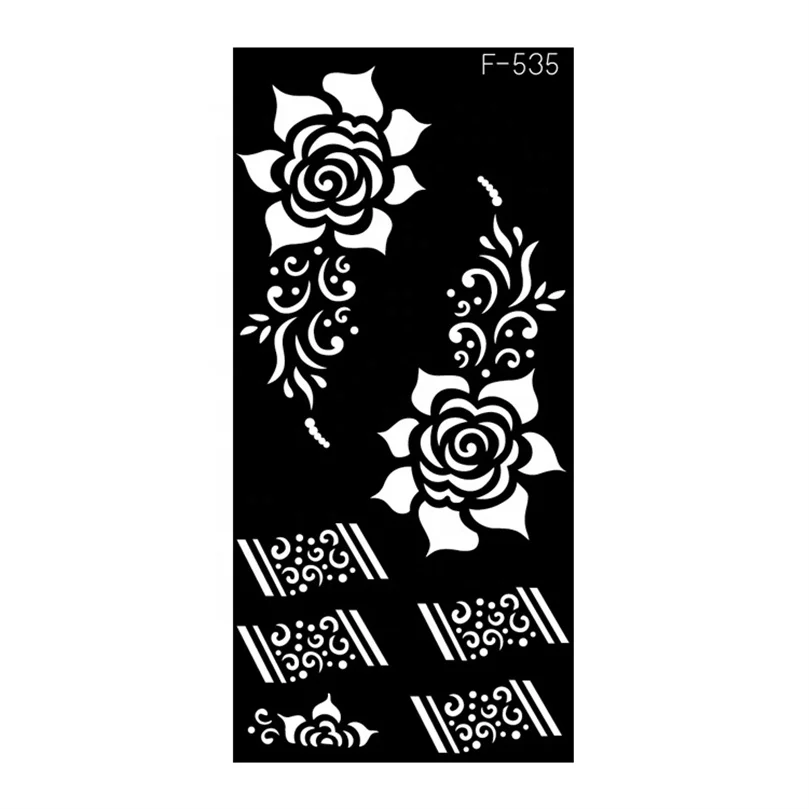 Factory Price Beauty Reusable Henna Temporary Drawing Tattoo Stencils For Hand
