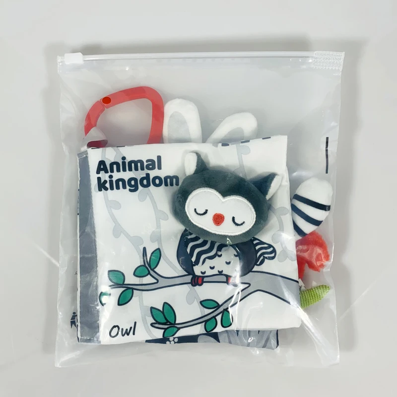 Black and white tail cloth book baby early education palm Book ring paper toy T034