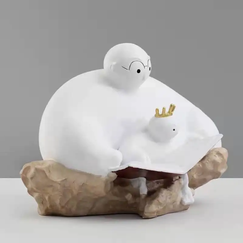 Nordic modern minimalist prince father and son reading book sculpture decoration model house sales office soft decorations