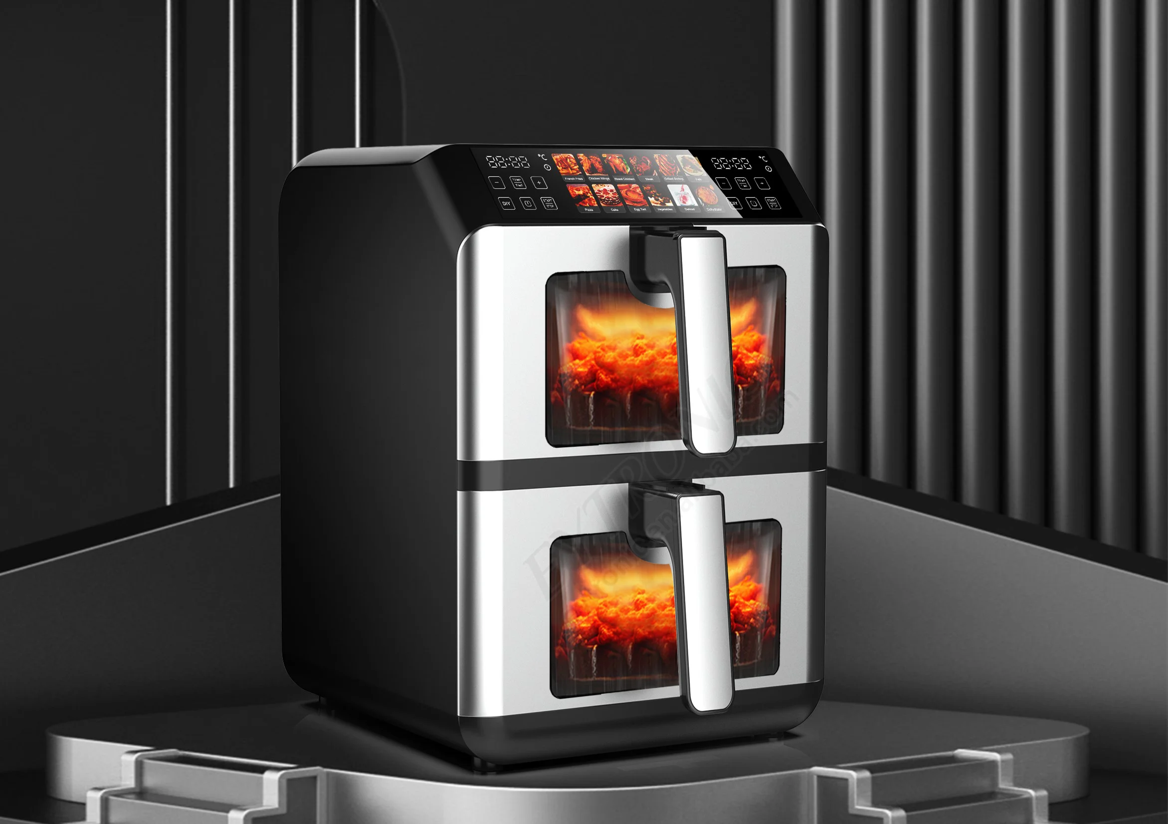 New items double stacker air fryer stack fryer LED Digital 11L  dual drawer Air Fryer with 2 independent frying basket