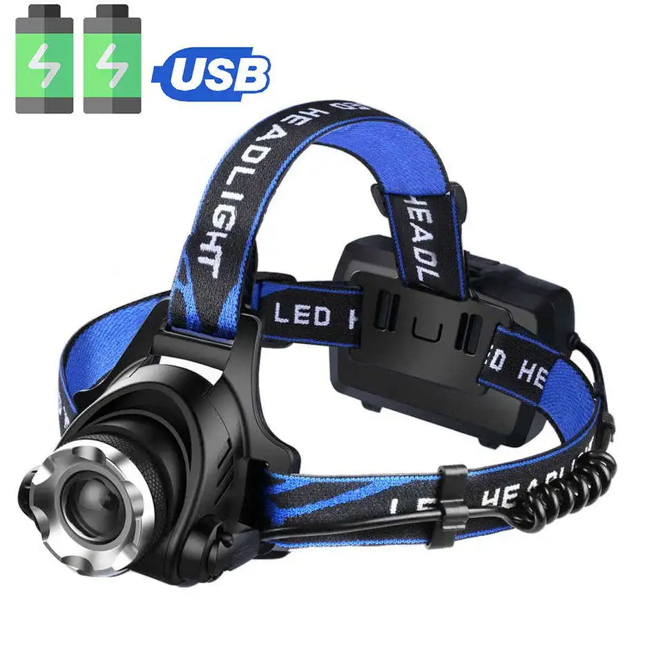 camping fishing head torch lamp linternas para led de cabeza headlamp flashlight led rechargeable zoom headlamp