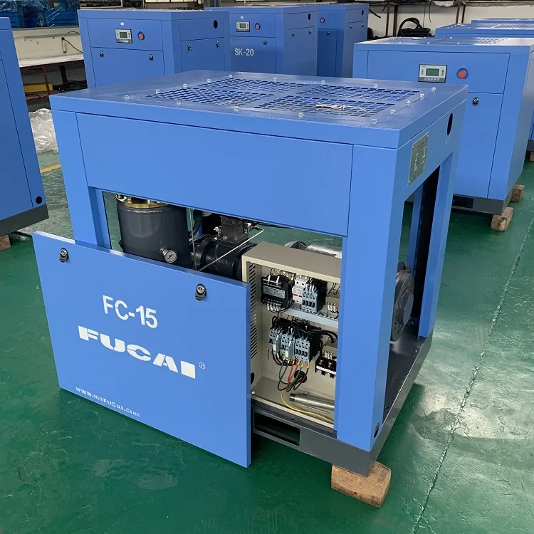 FUCAI CE certified  large displacement industrial compressor & parts  11kw 15hp rotary screw air compressor de ar