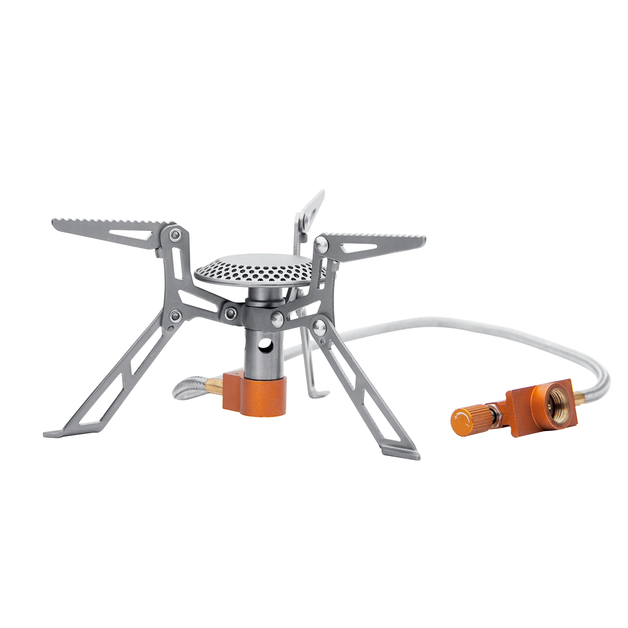 1PC Private Label Portable Gas Stove Mini Foldable Titanium Camp Stove Remote Gas Burner for Outdoor Camping