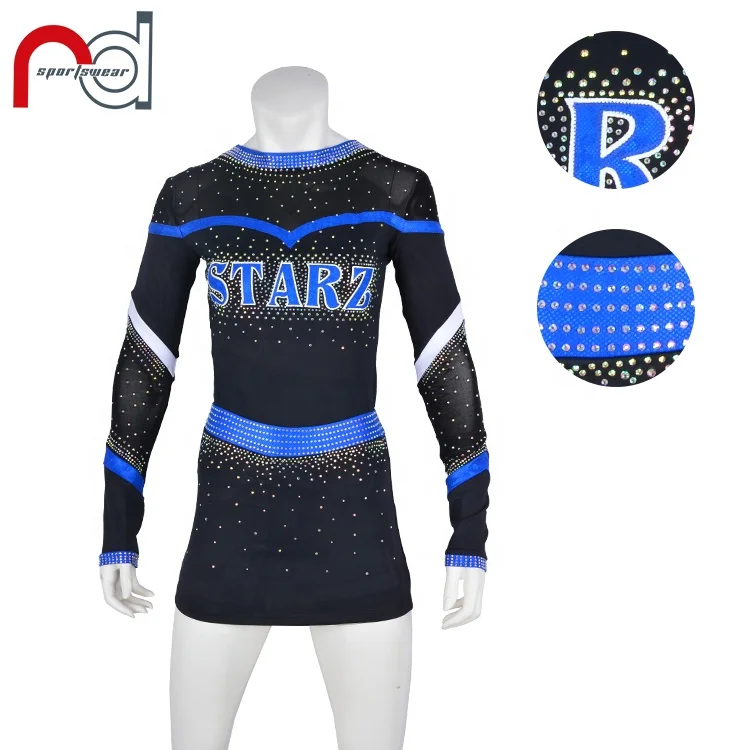 Rhinestones Mystique Cheer Uniforms Allstar Long Sleeve Competition High Quality Cheerleading Uniforms
