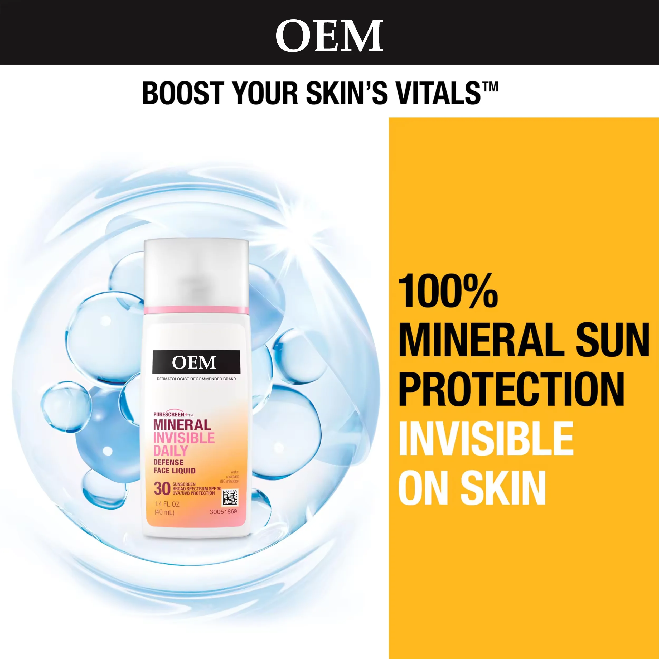 2 in 1 face lotion Invisible Sunscreen SPF 30 Daily Defense Mineral Sunscreen for Face Sunscreen