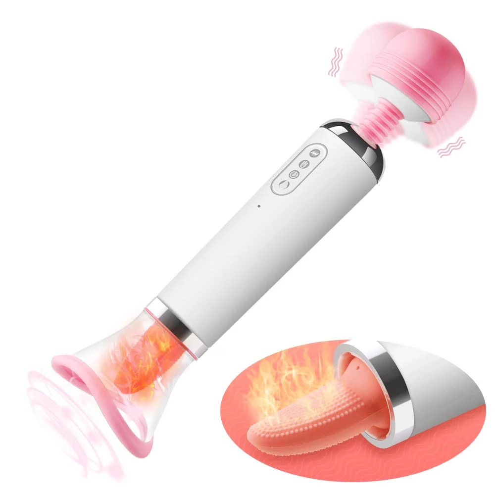 3 In 1 Tongue Licking Sucking Vibrator Clitoris Stimulation AV Wand Massager Female Masturbator Women Vibrator Adult Sex Toys