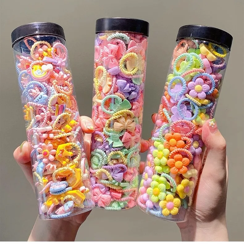 Cute Candy Color Small Mini Thumb Hair Ties Set Lovely Rubber Bands Girls Hair Accessories hair ties for kids