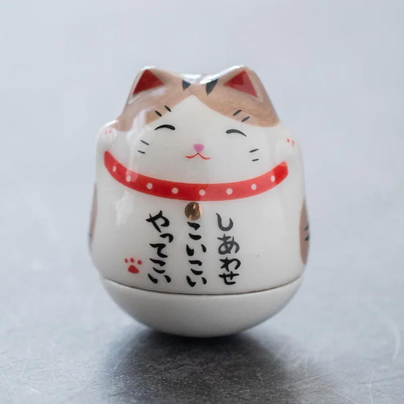 HL Ready To Ship Hand-painted Cute Ceramic Cat Kitty Lucky Fortune Cat Japanese Maneki Neko Gift For Cat Lovers Ornaments