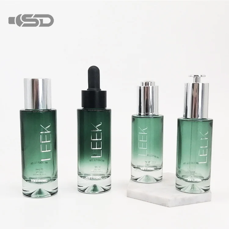 Luxury Liquid Dropper Bottle 30ml 50ml 80ml 100ml Cosmetic Container Essential Oil Bottles Aluminum Glass Bottles For Cosmetics