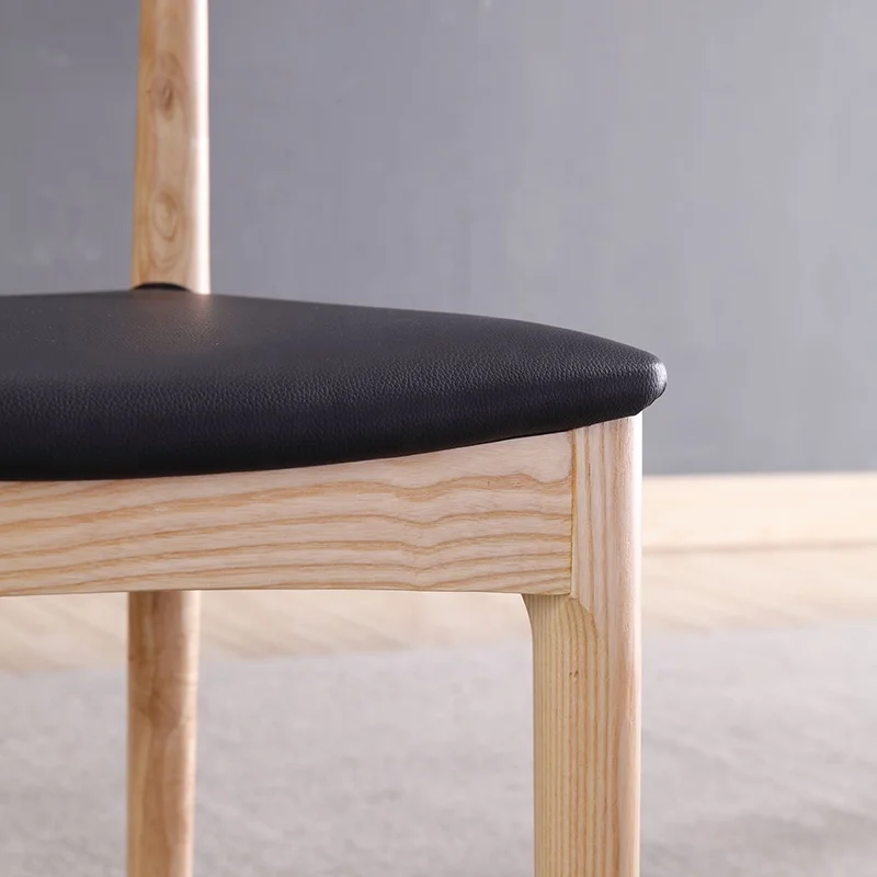 Combination Modern Hans Wegner PU Leather Wooden Frame Dining Restaurant OX Horn Chair