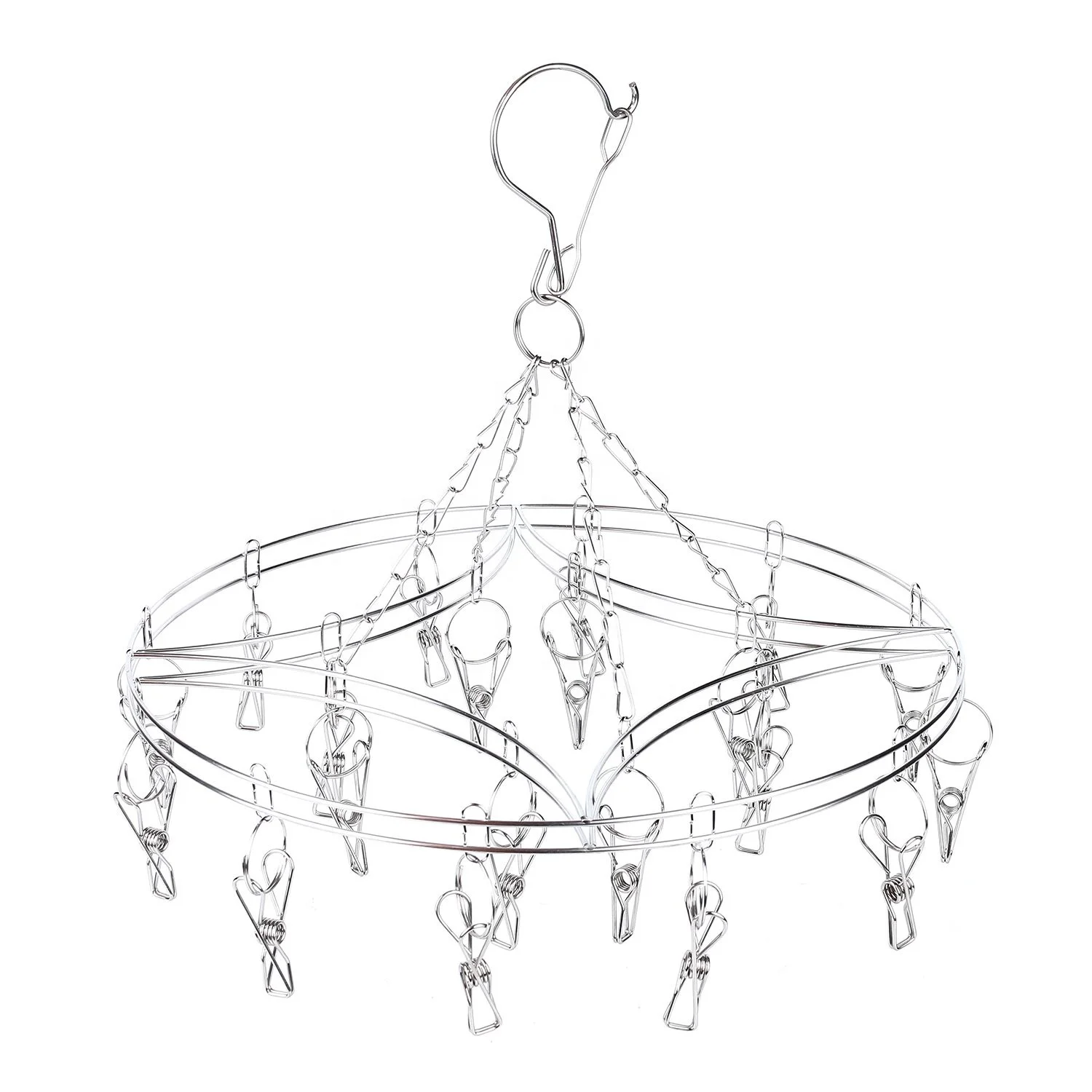 316 Stainless Steel clothes Sock hanger and Round cloth hanger Drying Rack With 24 Pegs Hanger