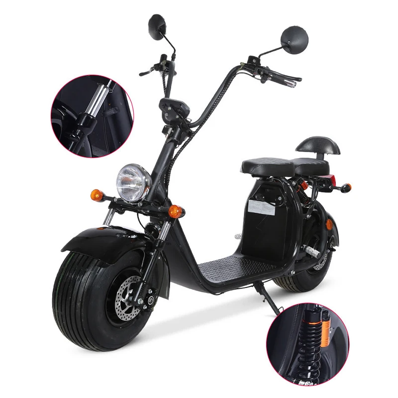 Electric 60V 1500W Fat Tire Scooters,Adult Citycoco with 2 Seat Power Scooter EEC/COC Certificate, Key Start and Power Display