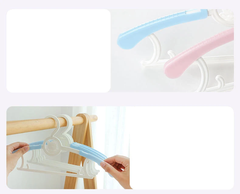 66 963 Toddler Infant Carton Bear Hangers Non-Slip Clothes Laundry Small Hangers Basics Retractable Kids Baby Plastic Hangers