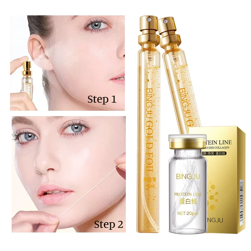 Hot selling Anti Aging 24k Gold Protein Peptide Essence Line Face Carving Serum V line Lifting