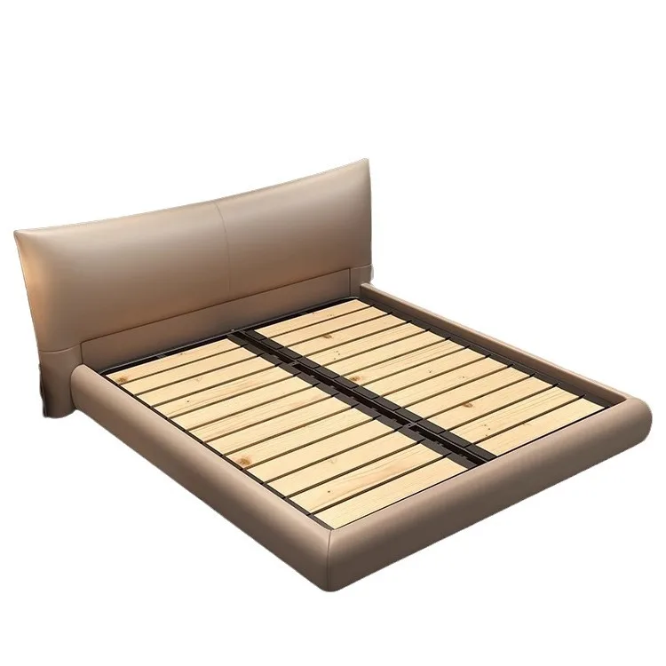 Итальянская минималистская кровать из натуральной кожи роскошная современная простая Мягкая Двуспальная Кровать 1 8 м для спальни