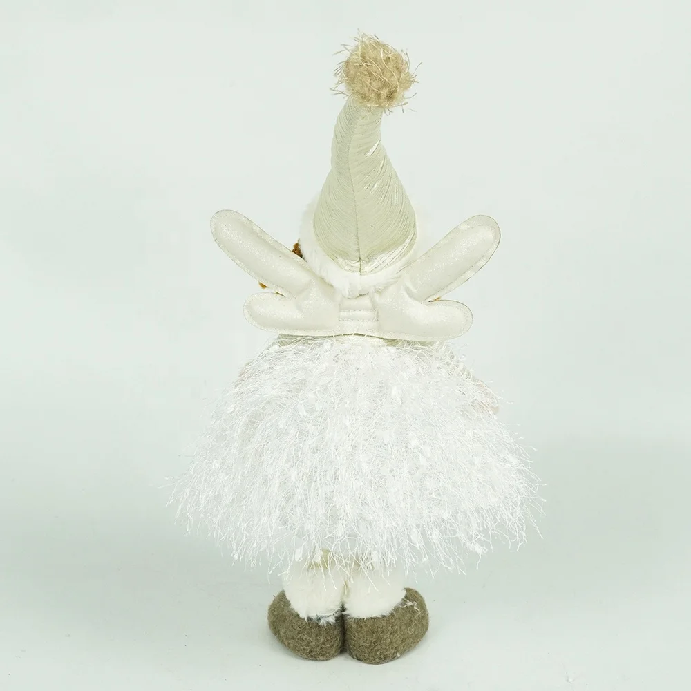 Wholesale home indoor decor desktable white color standing plush fairy dolls for girls gift