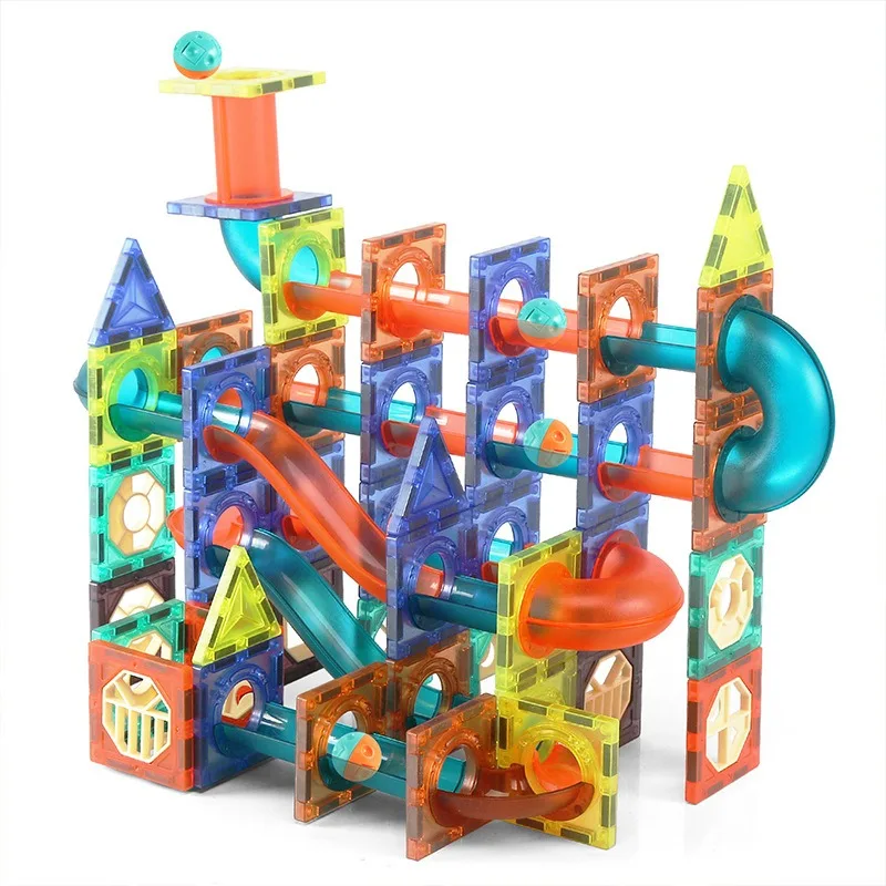 Children Educational Learning 2 In 1 Abs Material Run Car Race Track Magnetic Tile Build Block Toys
