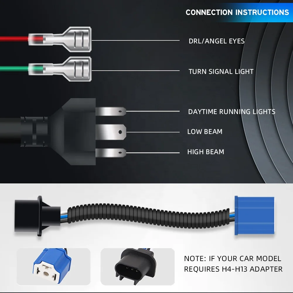 RUTENSE Super Bright High Low Beam 7inch Led Headlight DRL Fog Light Motorcycle Car H4 Led Headlight