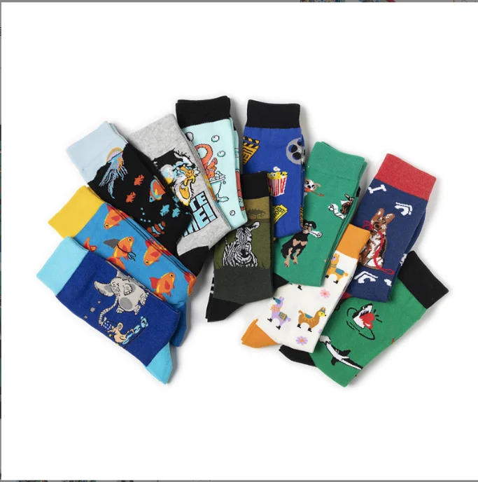 Creative Cotton Animal Cartoon Logo Men Women Tube Socks Skateboard Casual Socks