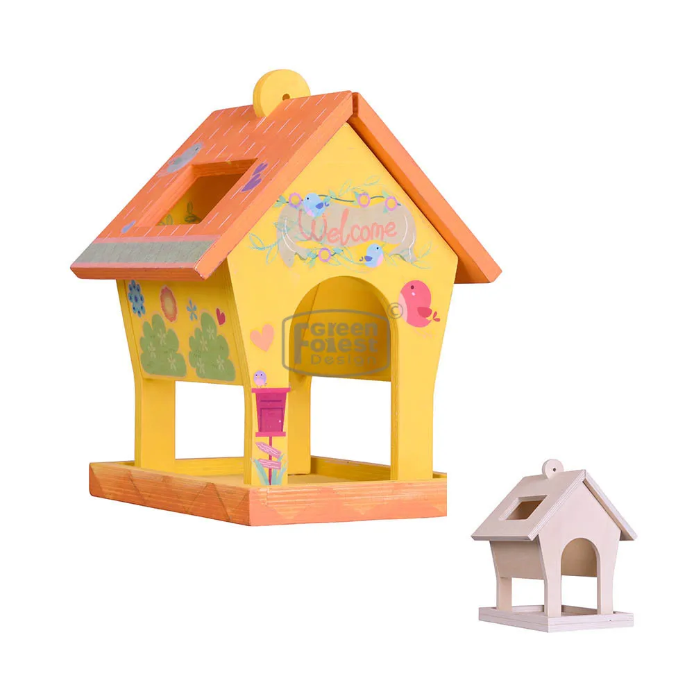 
Paint you own toy Outdoor hanging wooden bird feeder kid DIY toy 