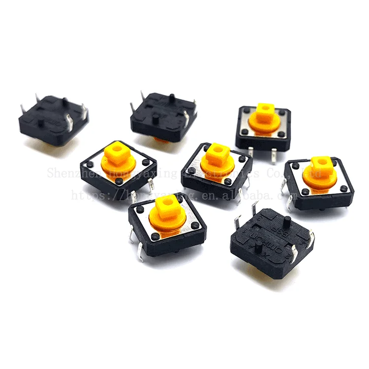 12 * 12 * 7.3 black yellow key touch switch B3F-4055 switch hat  4 pin A14/24 with positioning/without column