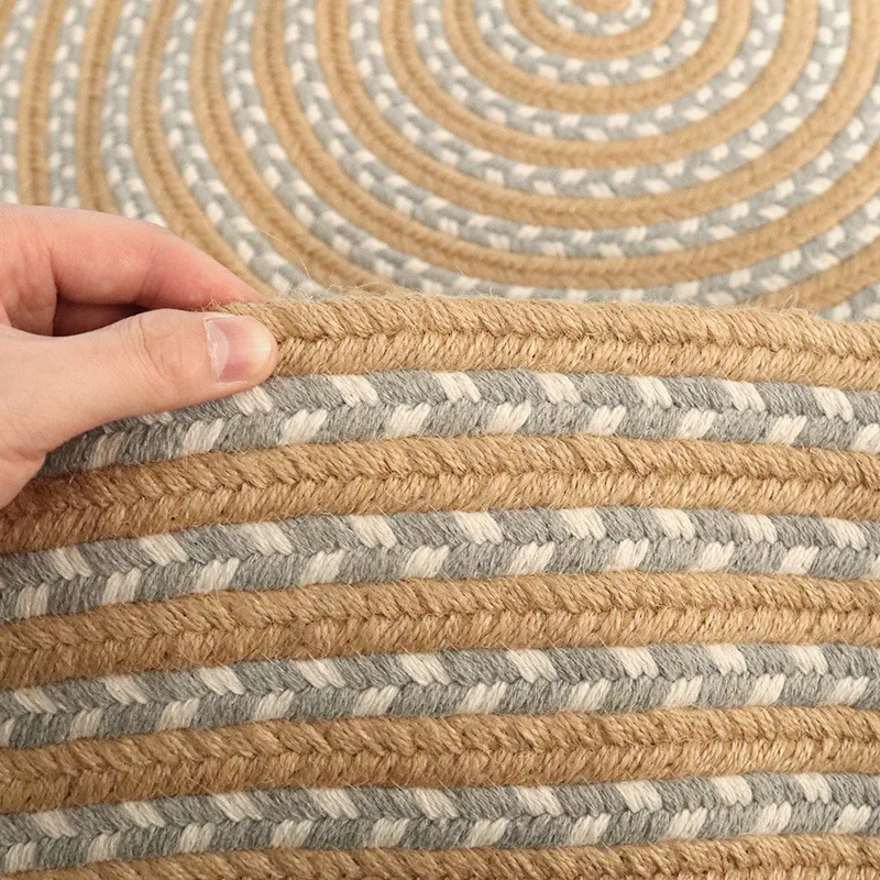 Handwoven cotton linen carpet living room coffee table sofa mat tea room bedroom bedside area rug